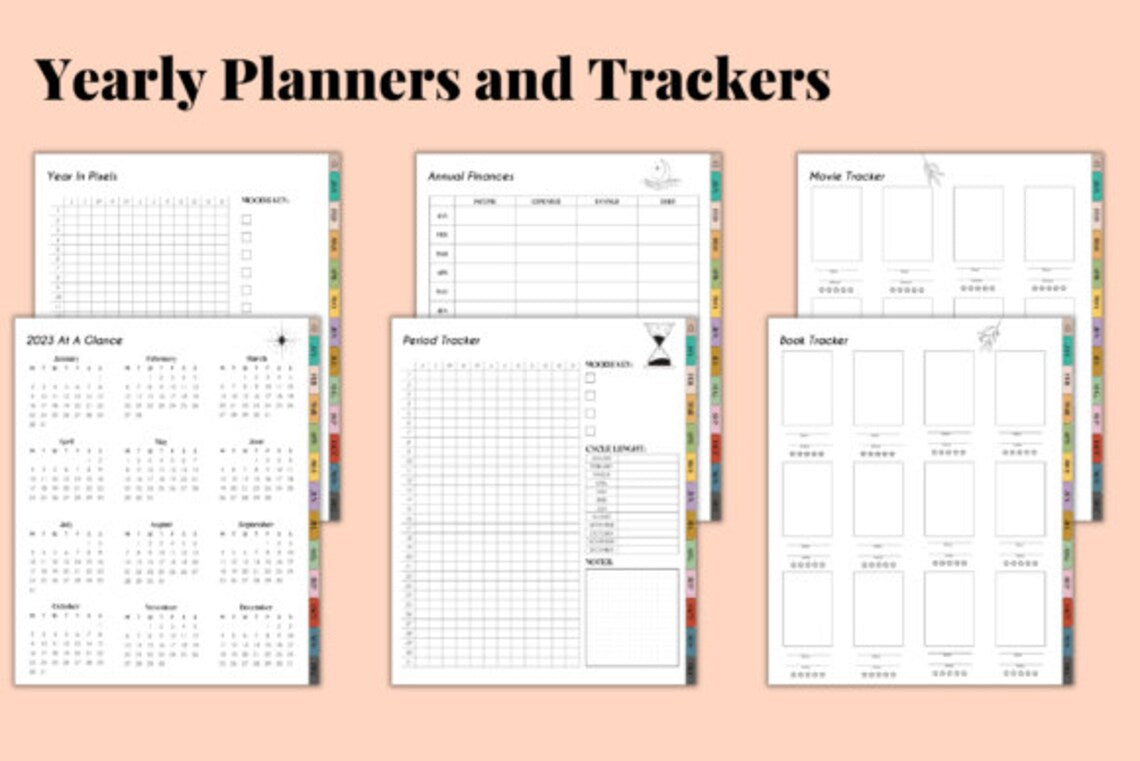 Personalized Birth Chart, Yearly Spreads, Monthly Planners, Contact List, Birthdays, Movie Tracker, Digital Study Planner for Goodnotes