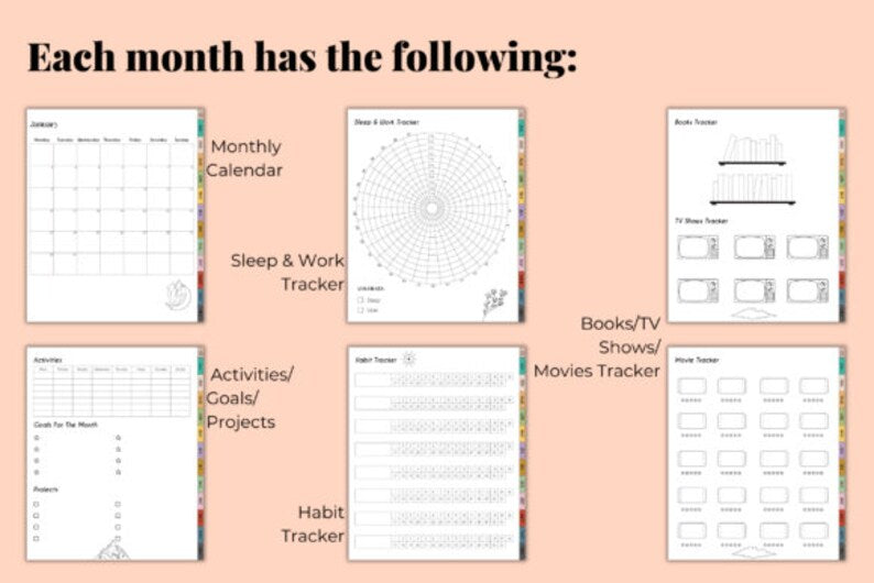 Personalized Birth Chart, Yearly Spreads, Monthly Planners, Contact List, Birthdays, Movie Tracker, Digital Study Planner for Goodnotes