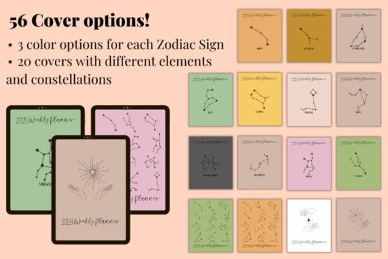 Personalized Birth Chart, Yearly Spreads, Monthly Planners, Contact List, Birthdays, Movie Tracker, Digital Study Planner for Goodnotes